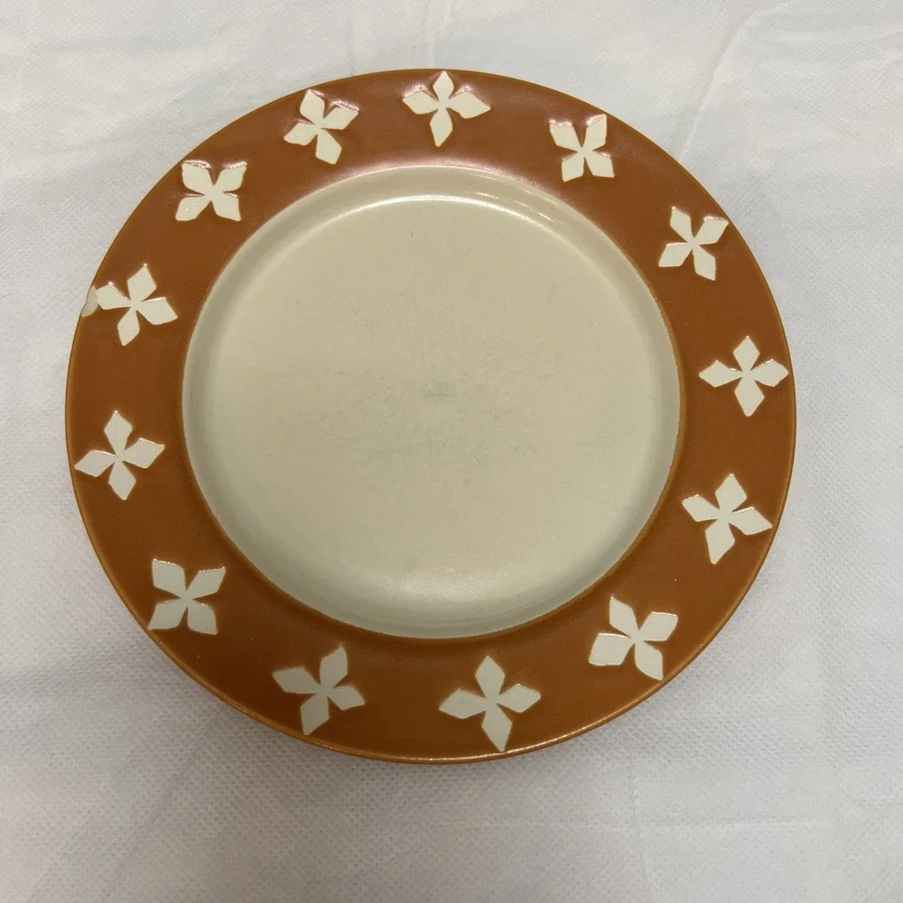 Vtg Pottery Barn Dune Persimmon Salad Plates 4 Retro MCM Boho Replacement